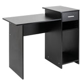 HAOYYE High-Quality Integrated Melamine Board Computer Desk with Drawer, Modern Black Office Desk for Home Workstation, Sturdy and Durable Writing Table with Storage for Study and Living Room
